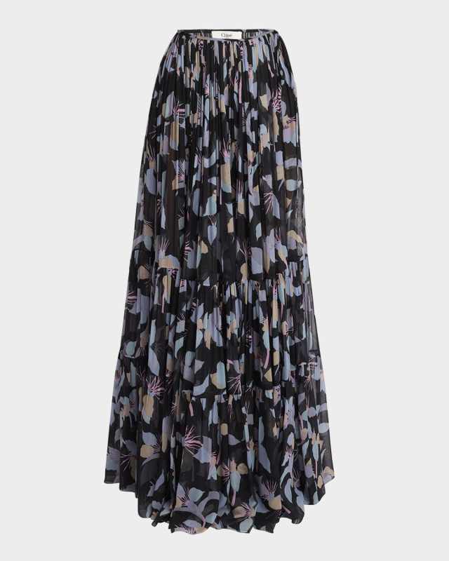 Floral Tiered Maxi Wrap Skirt